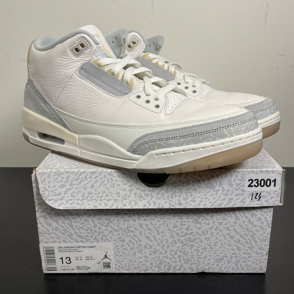 Jordan 3 Retro Craft Ivory 13 (Moderately Worn Pre-Owned)JordanIvory/Grey Mist/Cream - Image 1