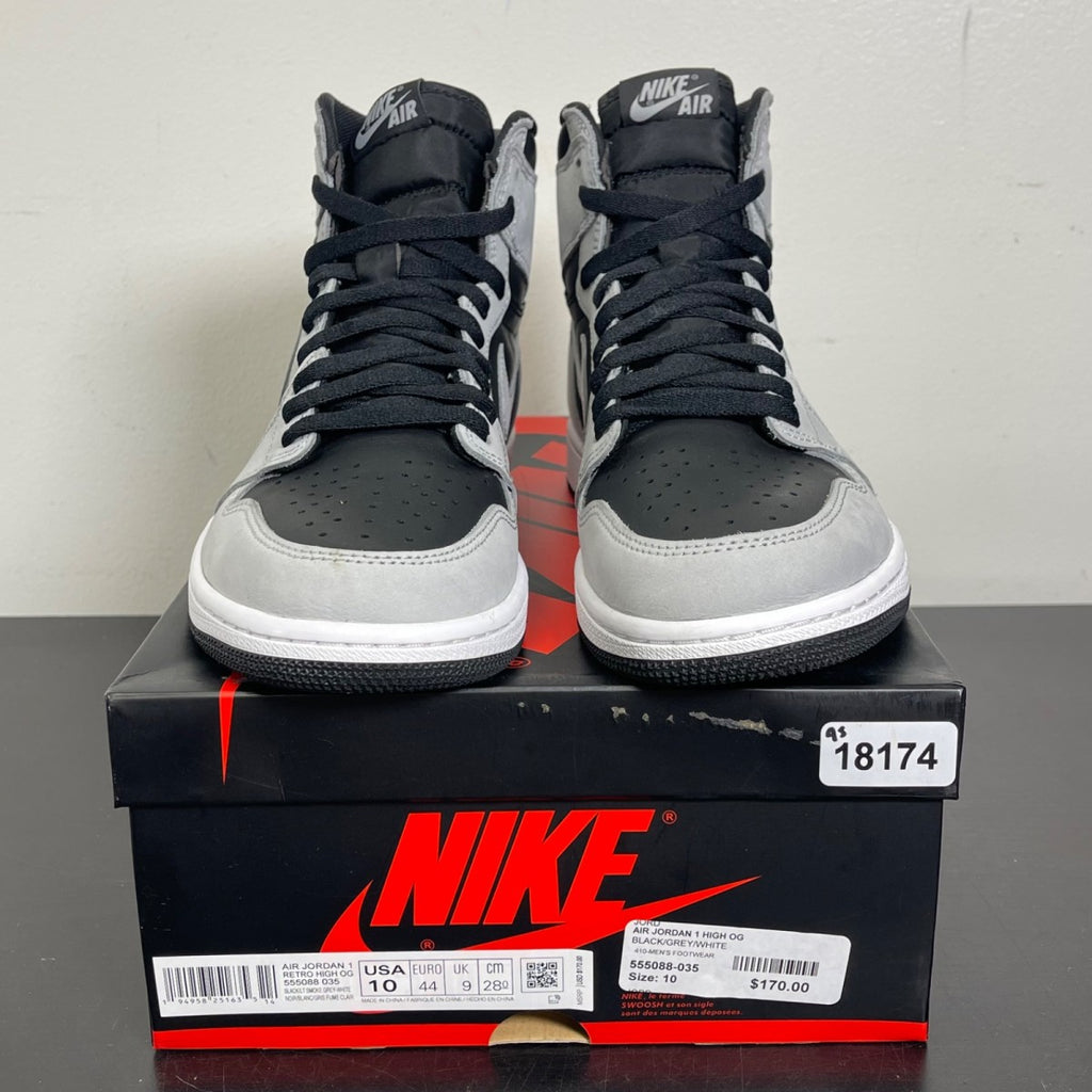 Jordan 1 Retro High Shadow 2.0 10 (Moderately Worn Pre-Owned)JordanBlack/White-Light Smoke Grey - Image 2