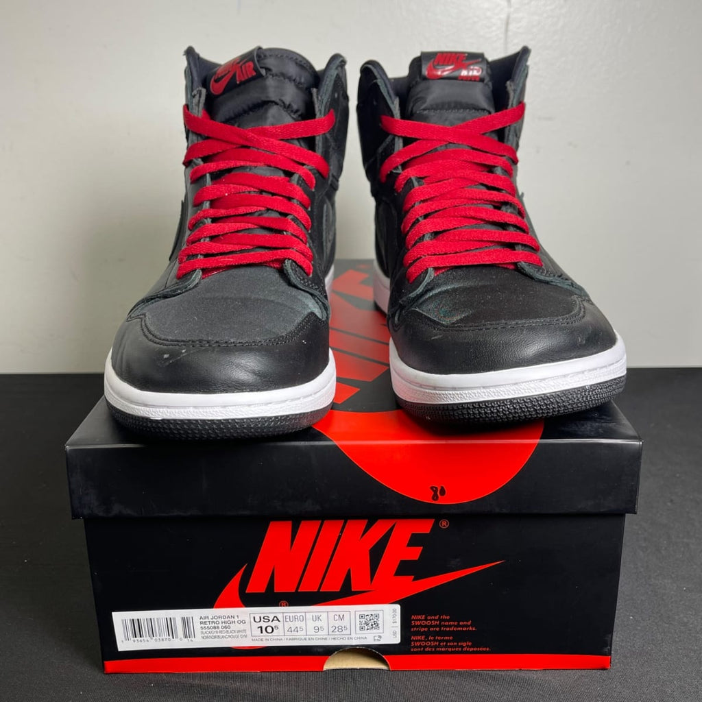 Jordan 1 Retro High Black Satin Gym Red (Size 10.5) - aux