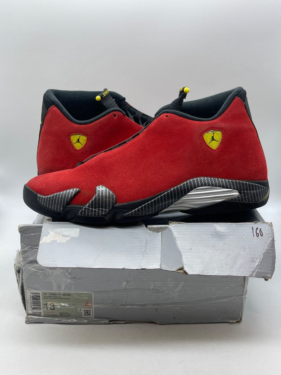 Jordan 14 Retro Ferrari (2025) 13 (Moderately Worn Pre-Owned)JordanChallenge Red/Black-Vibrant Yellow-Anthracite - Image 1