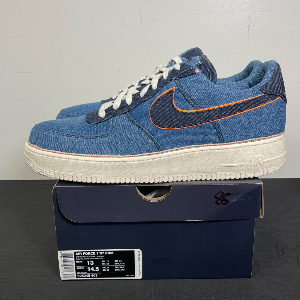 Nike Air Force 1 Low 3x1 Denim Stonewash 13 (Moderately Worn Pre-Owned)NikeStonewash Blue/Dark Obsidian-Summit White - Image 3
