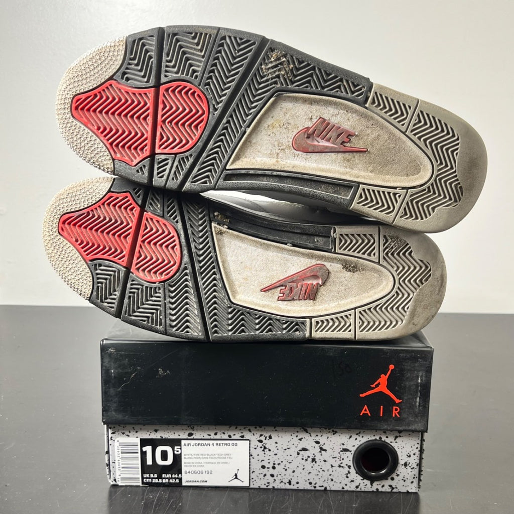Jordan 4 Retro White Cement (2016) 10.5 (Moderately Worn Pre-Owned)JordanWhite/Fire Red-Black-Tech Grey - Image 6