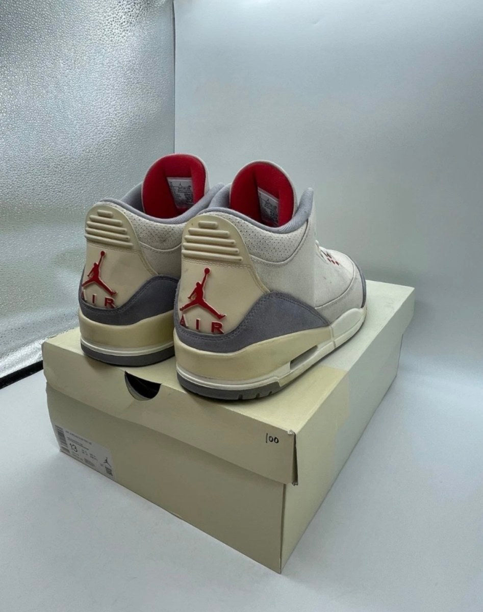Jordan 3 Retro Muslin 13 (Moderately Worn Pre-Owned)JordanMuslin/University Red-Cement Grey-Sail - Image 5