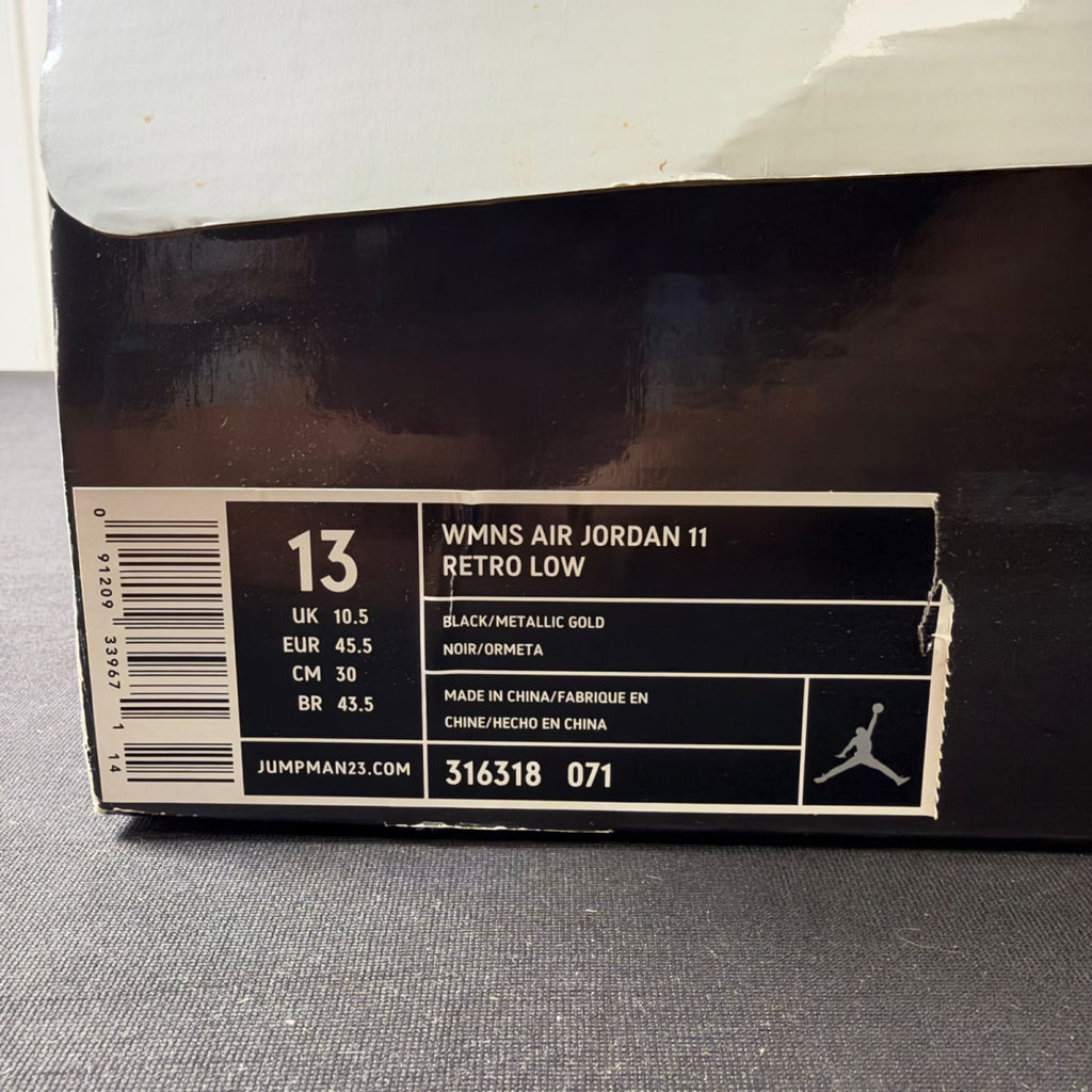 Jordan 11 Retro Low IE Black Metallic Gold (Women's) (Size 13W) - Image 7