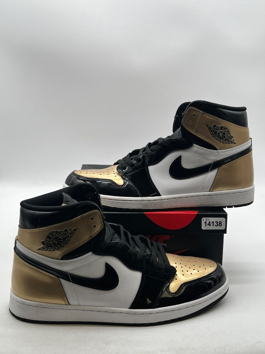 Jordan 1 Retro High NRG Patent Gold Toe 14 (Lightly Worn Pre-Owned)JordanBlack/Metallic Gold-Summit White - Image 1