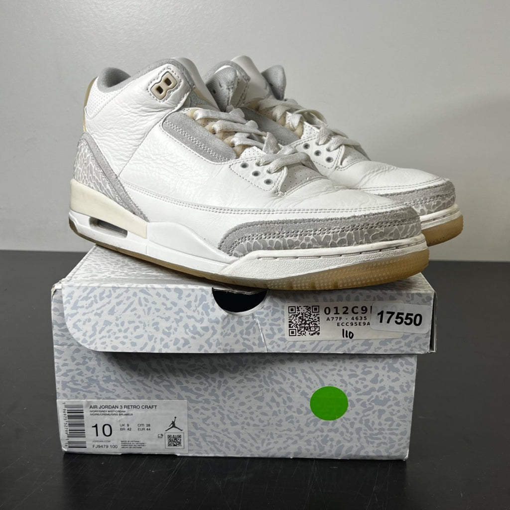 Jordan 3 Retro Craft Ivory 10 (Heavily Worn Pre-Owned)JordanIvory/Grey Mist/Cream - Image 1