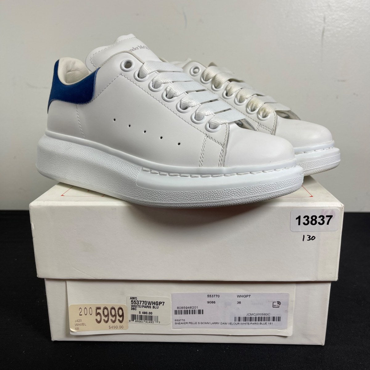 Alexander McQueen Oversized Worker Blue (Women's) 36 (Moderately Worn Pre-Owned)Alexander McQueenWhite - Image 1