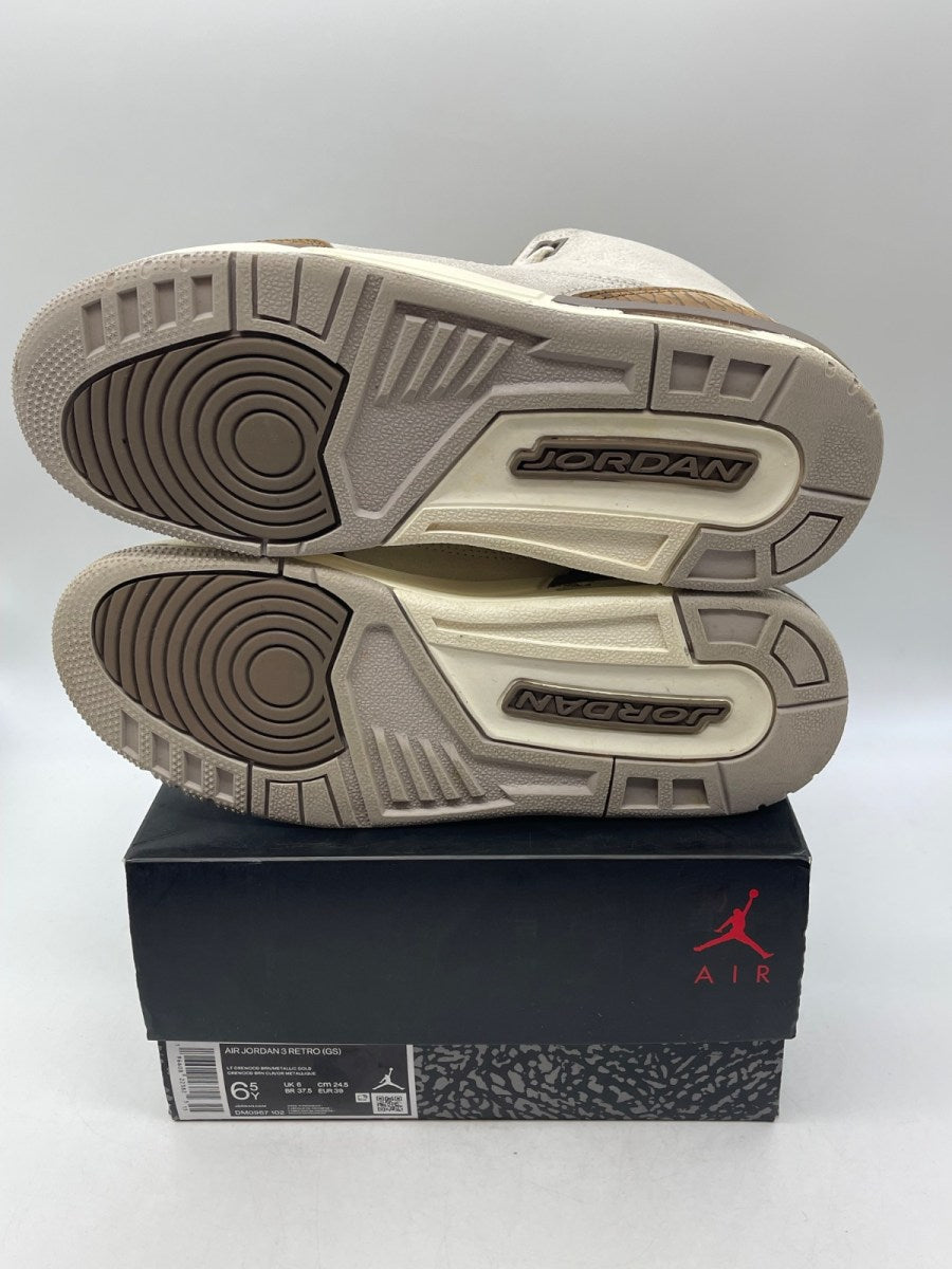 Jordan 3 Retro Palomino (GS) 6.5Y (Moderately Worn Pre-Owned)JordanLight Orewood Brown/Metallic Gold/Light British Tan/Palomino - Image 7