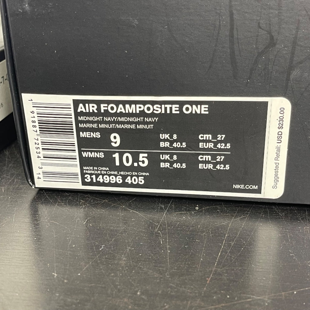 Nike Air Foamposite One Navy Gum 9 (Moderately Worn Pre-Owned)NikeMidnight Navy/Midnight Navy-Gum Light Brown-White - Image 7