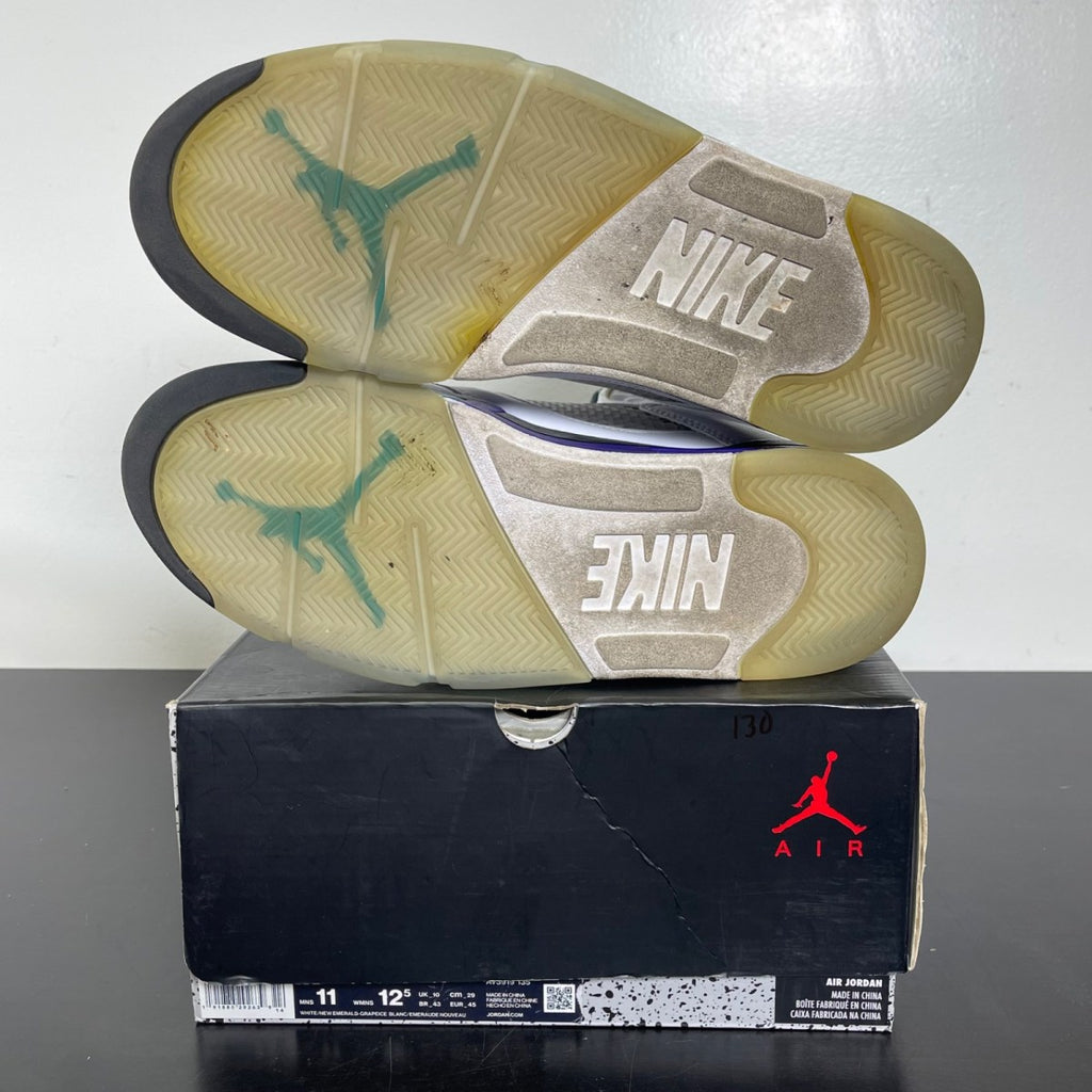 Jordan 5 Retro Grape Fresh Prince 11 (Moderately Worn Pre-Owned)JordanWhite/New Emerald-Grape Ice-Black - Image 5