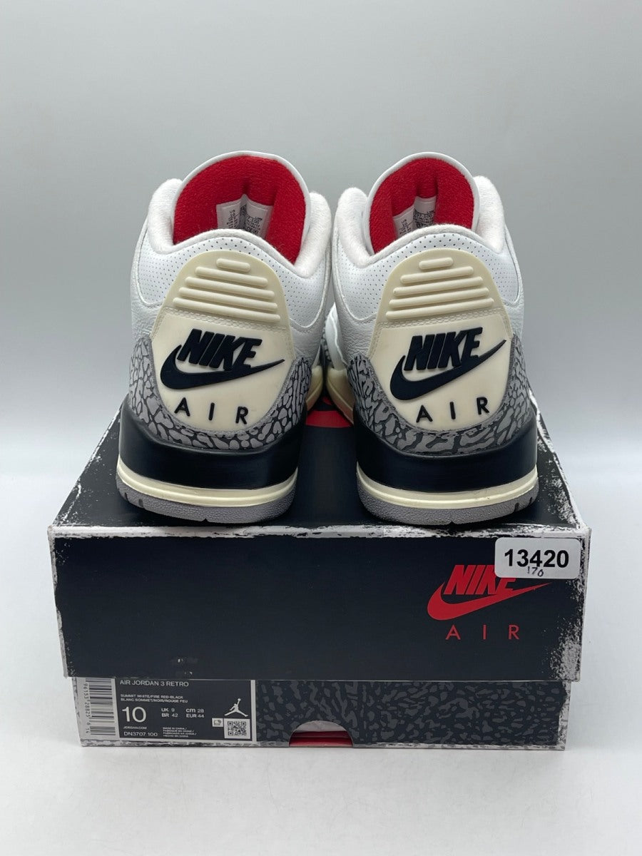 Jordan 3 Retro White Cement Reimagined 10 (Moderately Worn Pre-Owned)JordanSummit White/Fire Red/Black/Cement Grey - Image 3