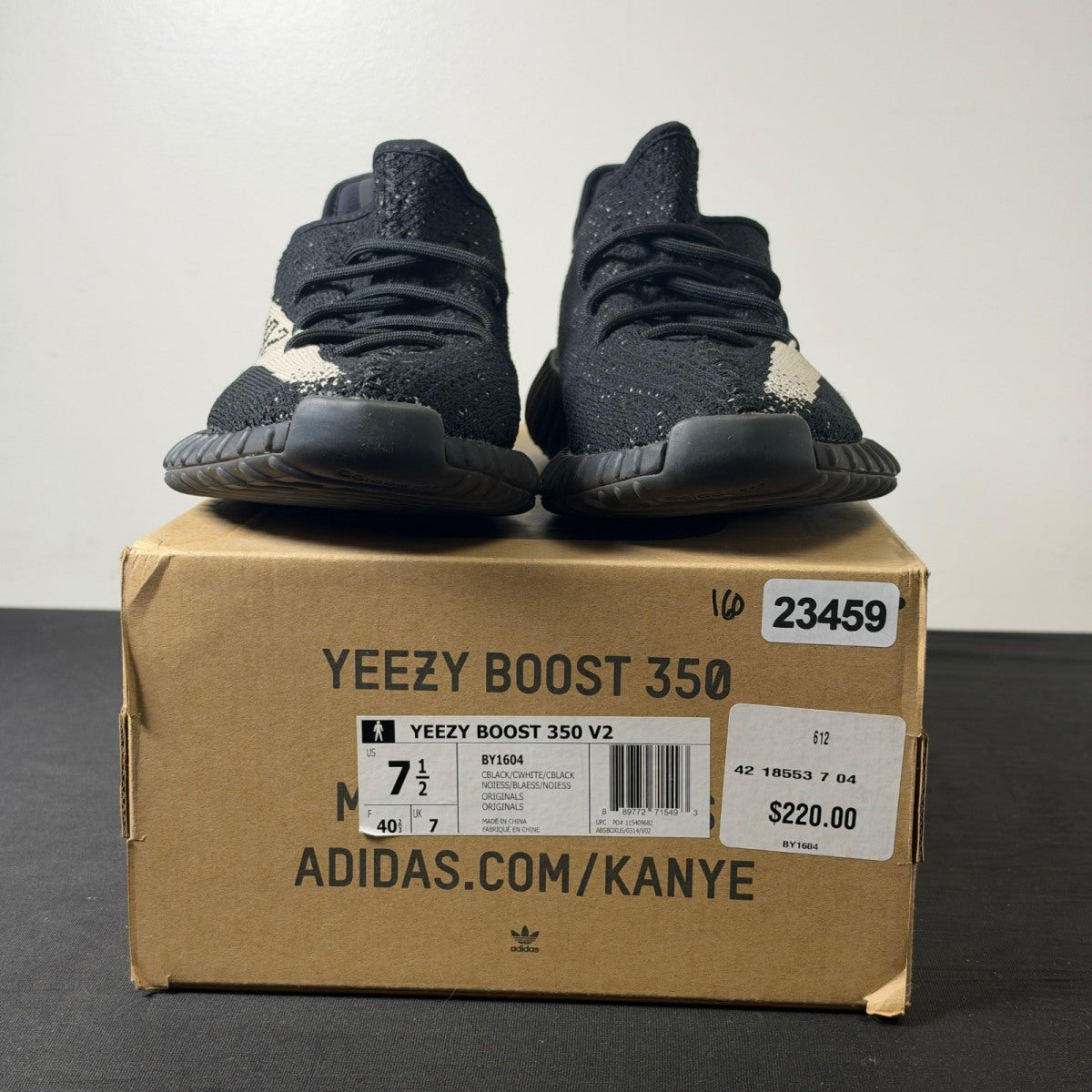 adidas Yeezy Boost 350 V2 Core Black White (Size 7.5) - Image 2