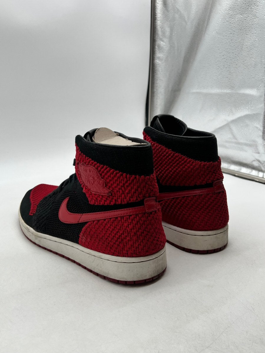 Jordan 1 Retro High Flyknit Bred 12 (Moderately Worn Pre-Owned)JordanBlack/Varsity Red-White - Image 4