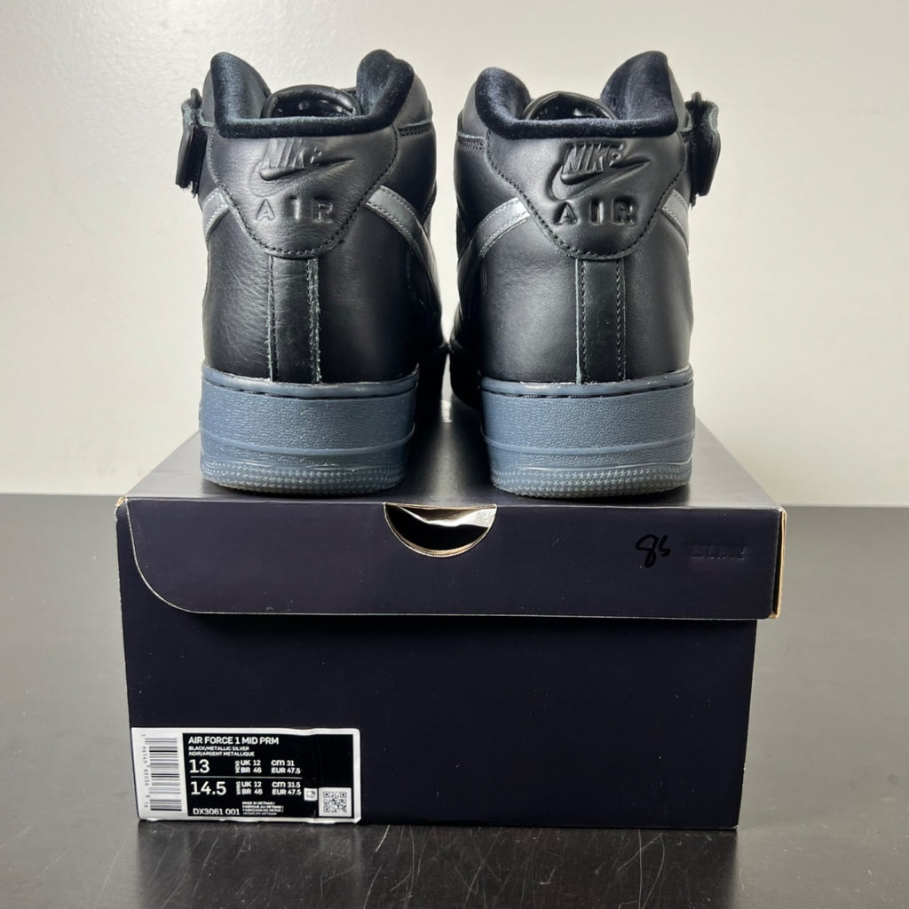 Nike Air Force 1 Mid PRM Black Metallic Silver 13 (Lightly Worn Pre-Owned)Nike - Image 5
