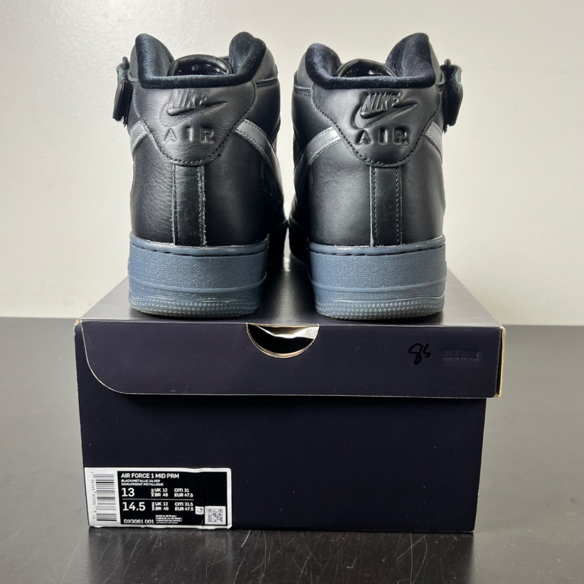 Nike Air Force 1 Mid PRM Black Metallic Silver 13 (Lightly Worn Pre-Owned)Nike - Image 5