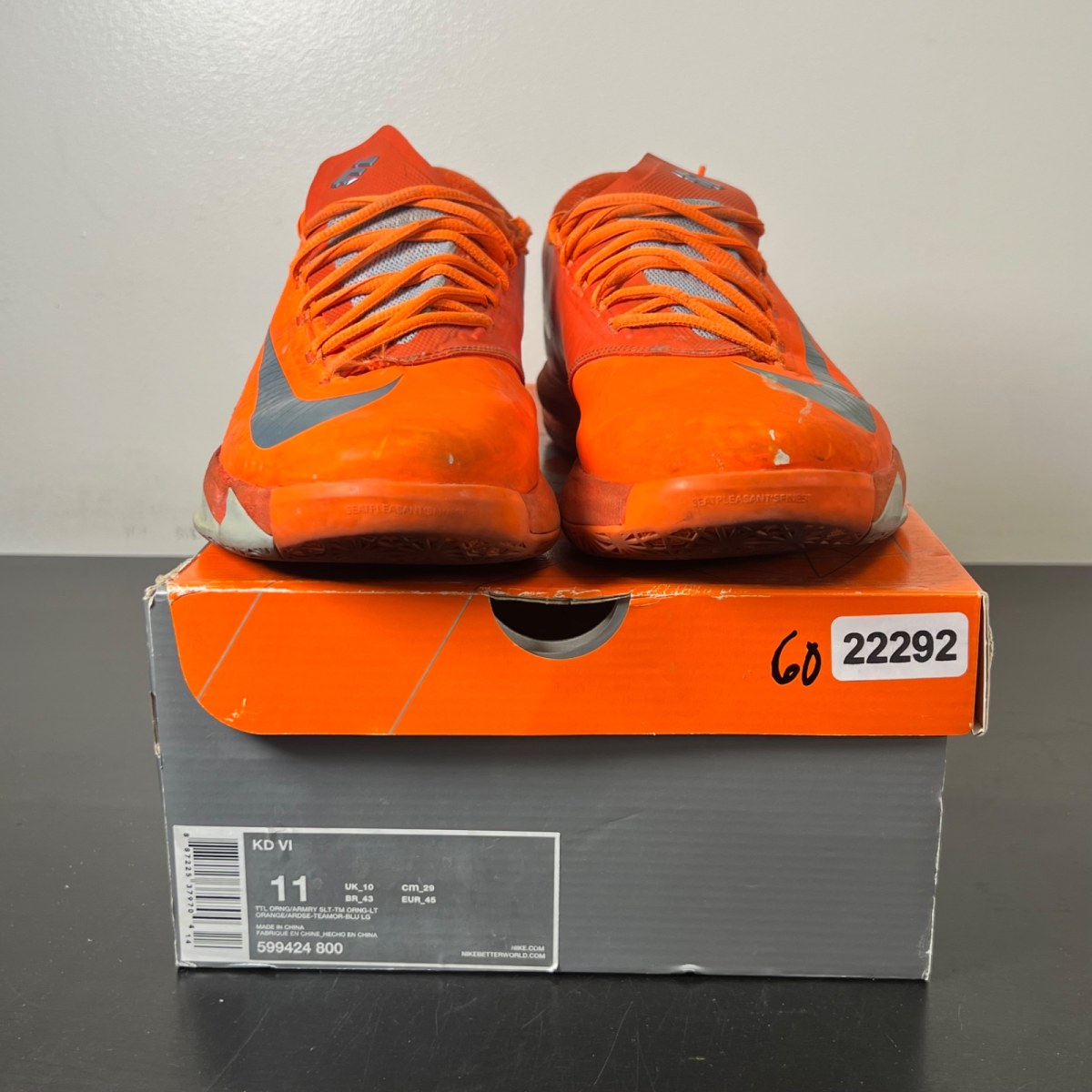 Nike KD 6 NYC 66 11 (Heavily Worn Pre-Owned)NikeTotal Orange/Armory Slate-Team Orange-Armory Blue - Image 2