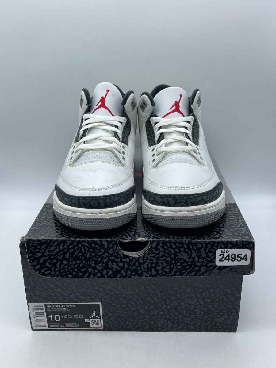 Jordan 3 Retro Cement Grey 10.5 (Moderately Worn Pre-Owned)JordanSummit White/Fire Red/Cement Grey/Black - Image 2
