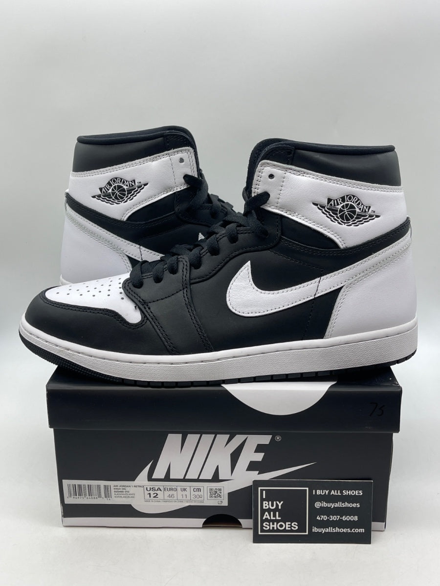 Jordan 1 Retro High OG Black White 12 (Moderately Worn Pre-Owned) - Image 1