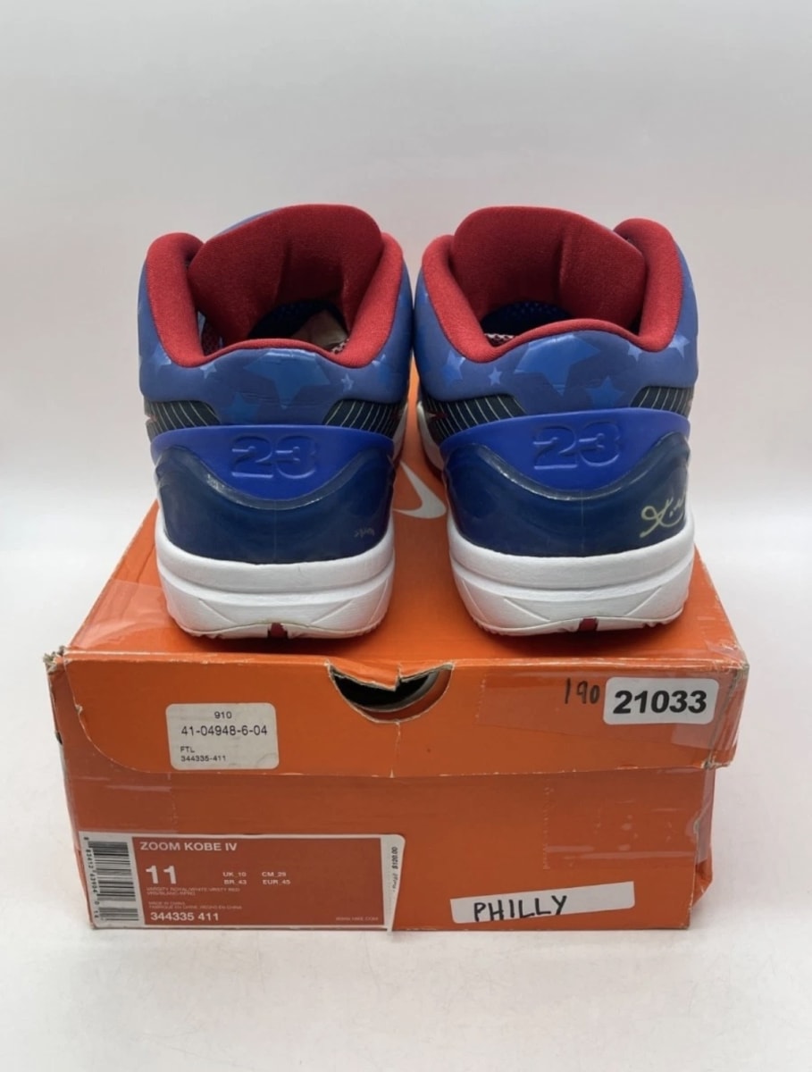 Nike Kobe 4 Philly (2009) 11 (Moderately Worn Pre-Owned)NikeVarsity Royal/White-Varsity Red - Image 3