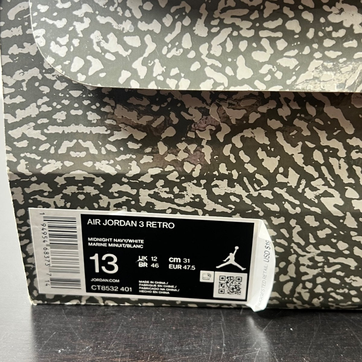 Jordan 3 Retro Georgetown (2021) 13 (Heavily Worn Pre-Owned)JordanMidnight Navy/Cement Grey-White - Image 6