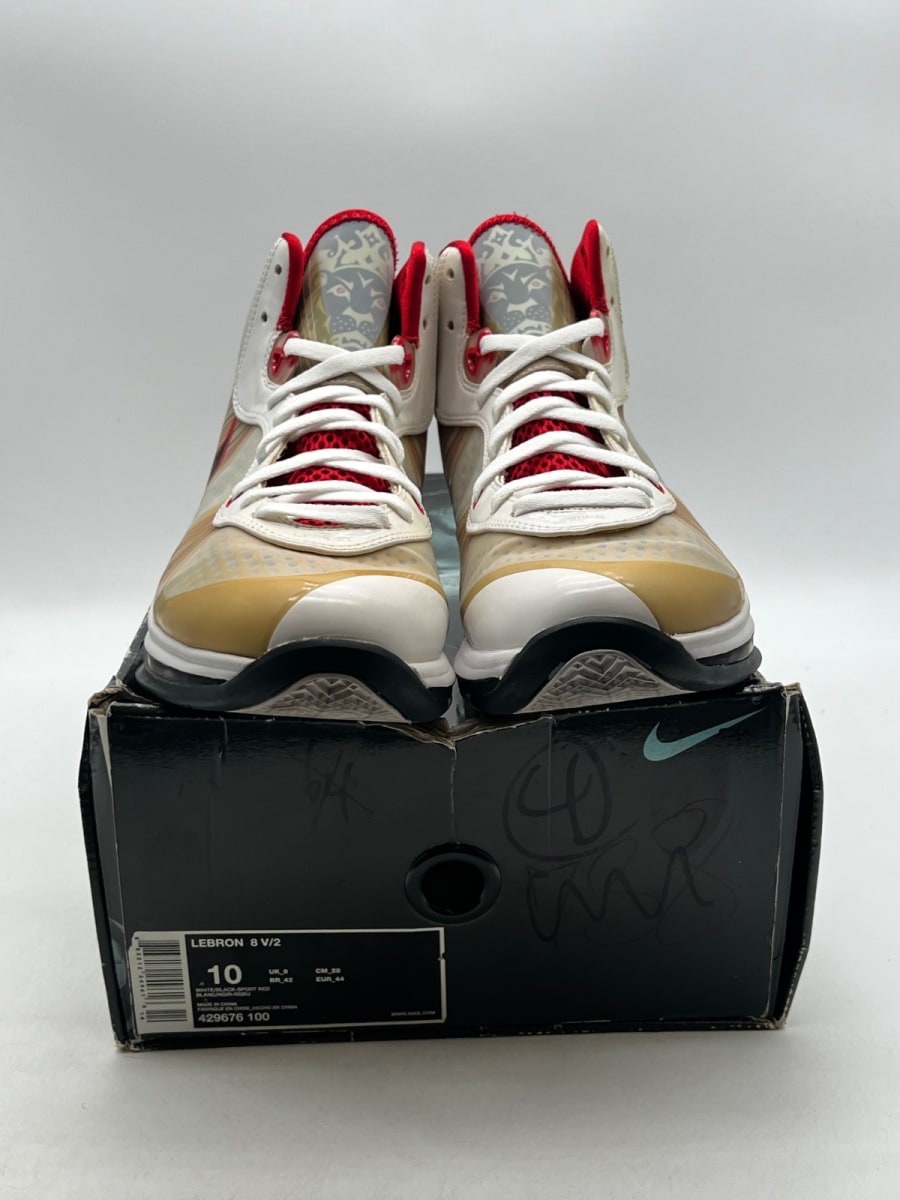 Nike LeBron 8 Home 10 (Moderately Worn Pre-Owned)NikeWhite/black-Sport Red - Image 2