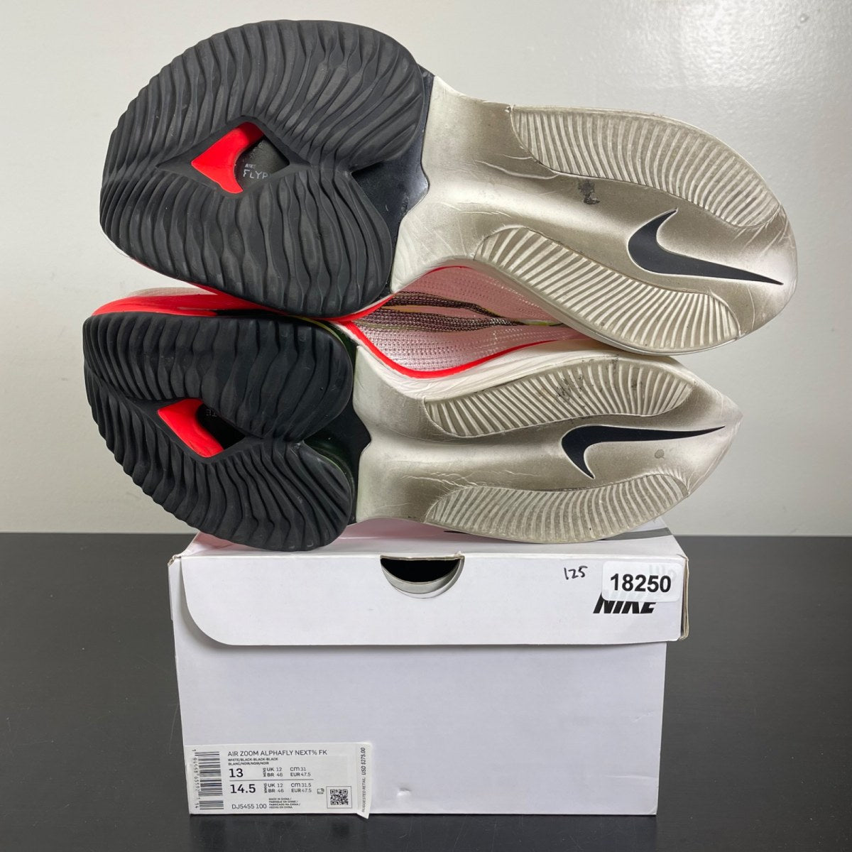 Nike Air Zoom Alphafly Next% Flyknit White Pink 13 (Moderately Worn Pre-Owned)NikeWhite/Black/Black/Black - Image 5