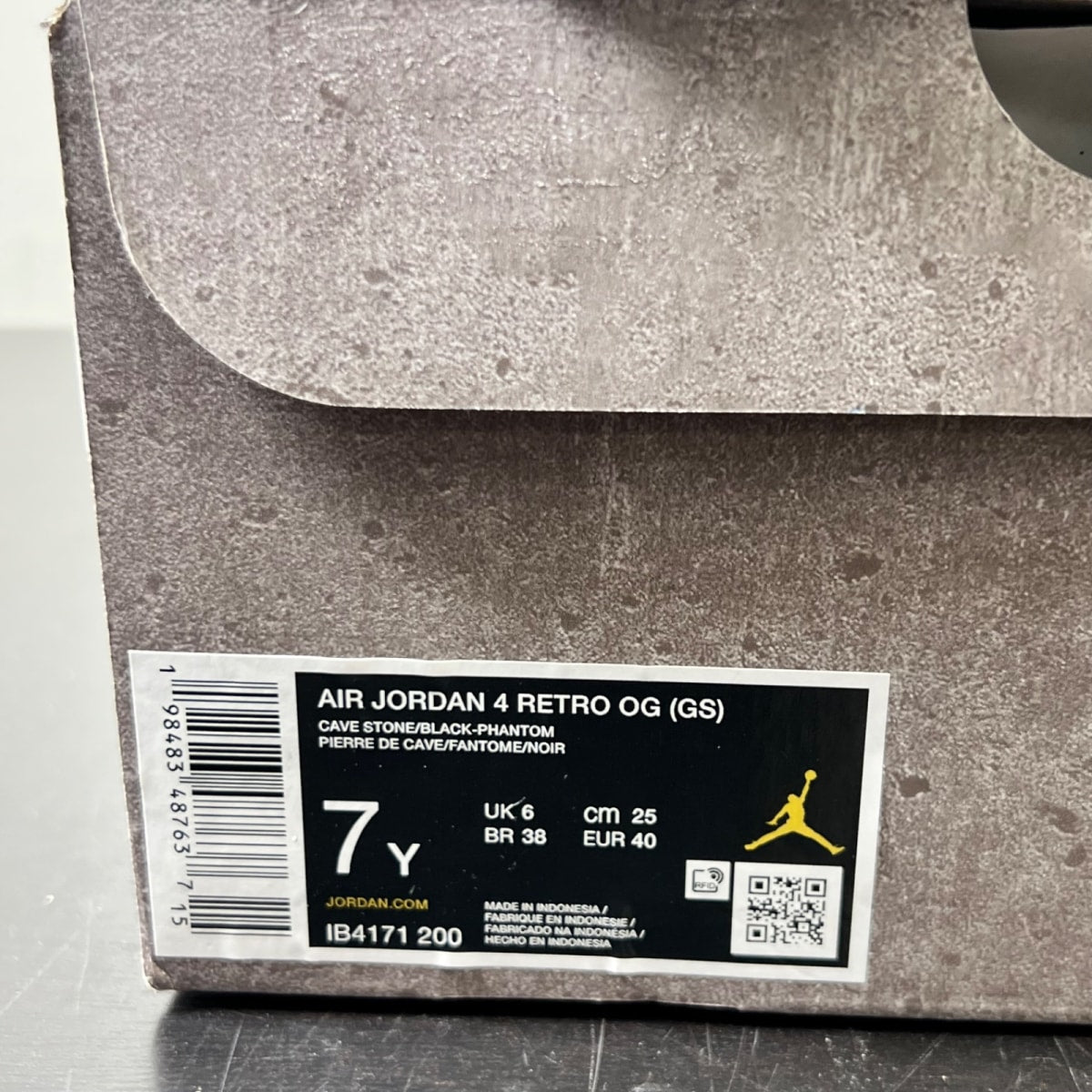 Jordan 4 Retro Cave Stone (GS) 7Y (Lightly Worn Pre-Owned)JordanCave Stone/Black/Moon Particle - Image 5