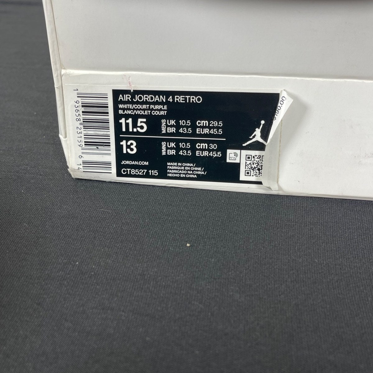 Jordan 4 Retro Metallic Purple 11.5 (Moderately Worn Pre-Owned)JordanWhite/Metallic Silver-Court Purple - Image 7