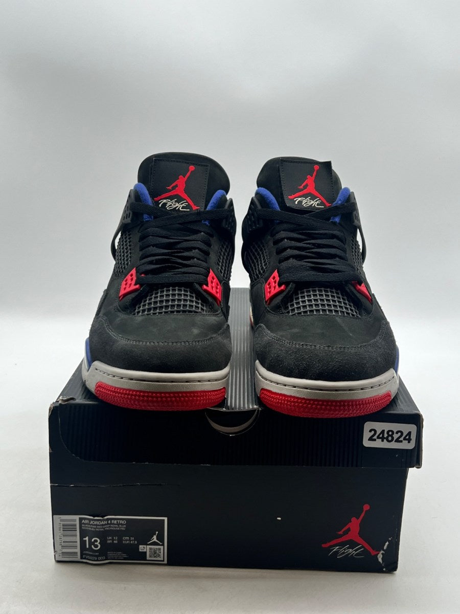 Jordan 4 Retro Rare Air (White Lettering) 13 (Lightly Worn Pre-Owned)JordanBlack/Fire Red/Deep Royal Blue/Dark Smoke Grey/Tech Grey - Image 2
