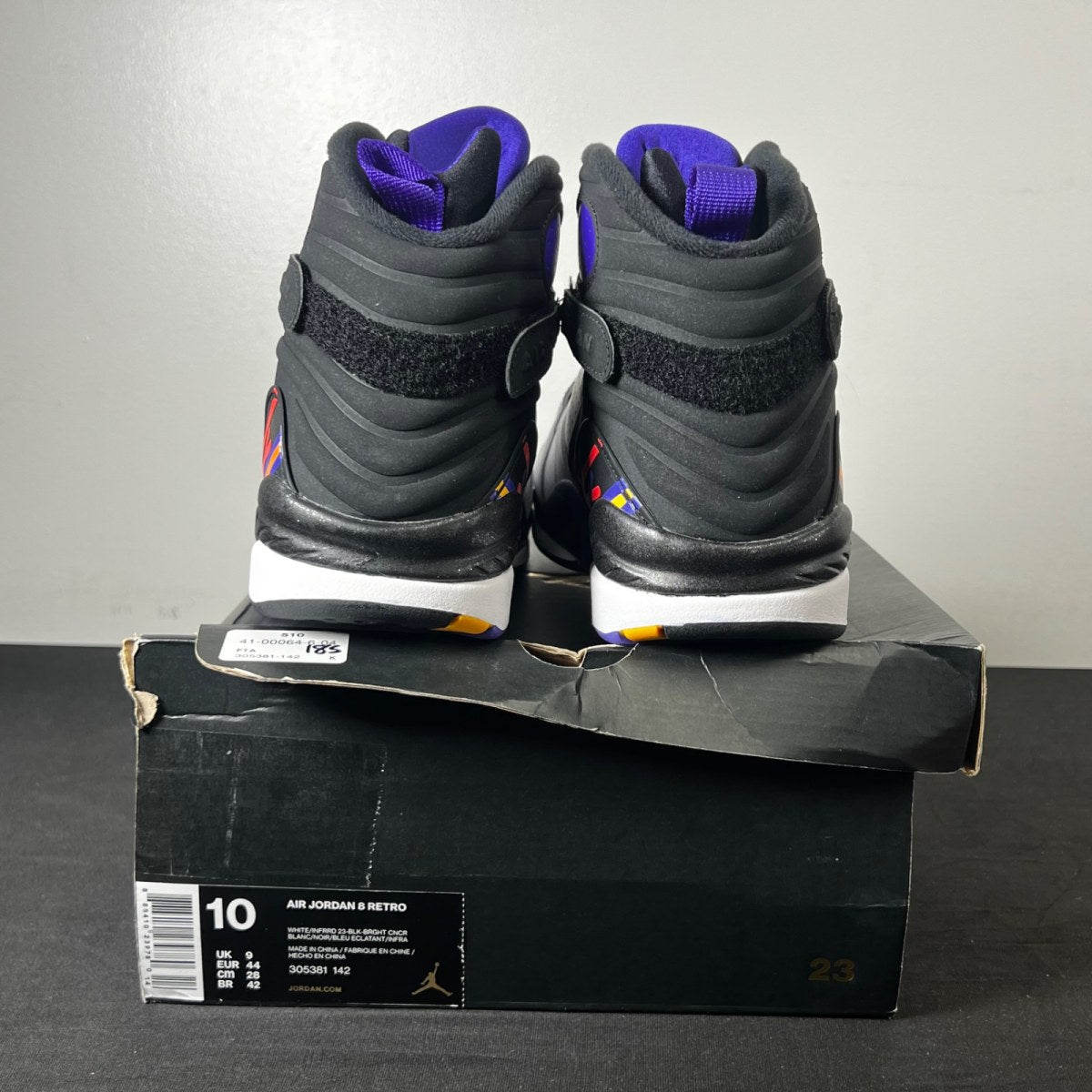 Jordan 8 Retro Three Peat 10 (New Pre-Owned)JordanWhite/Infrared 23-Black-Bright Concord - Image 5