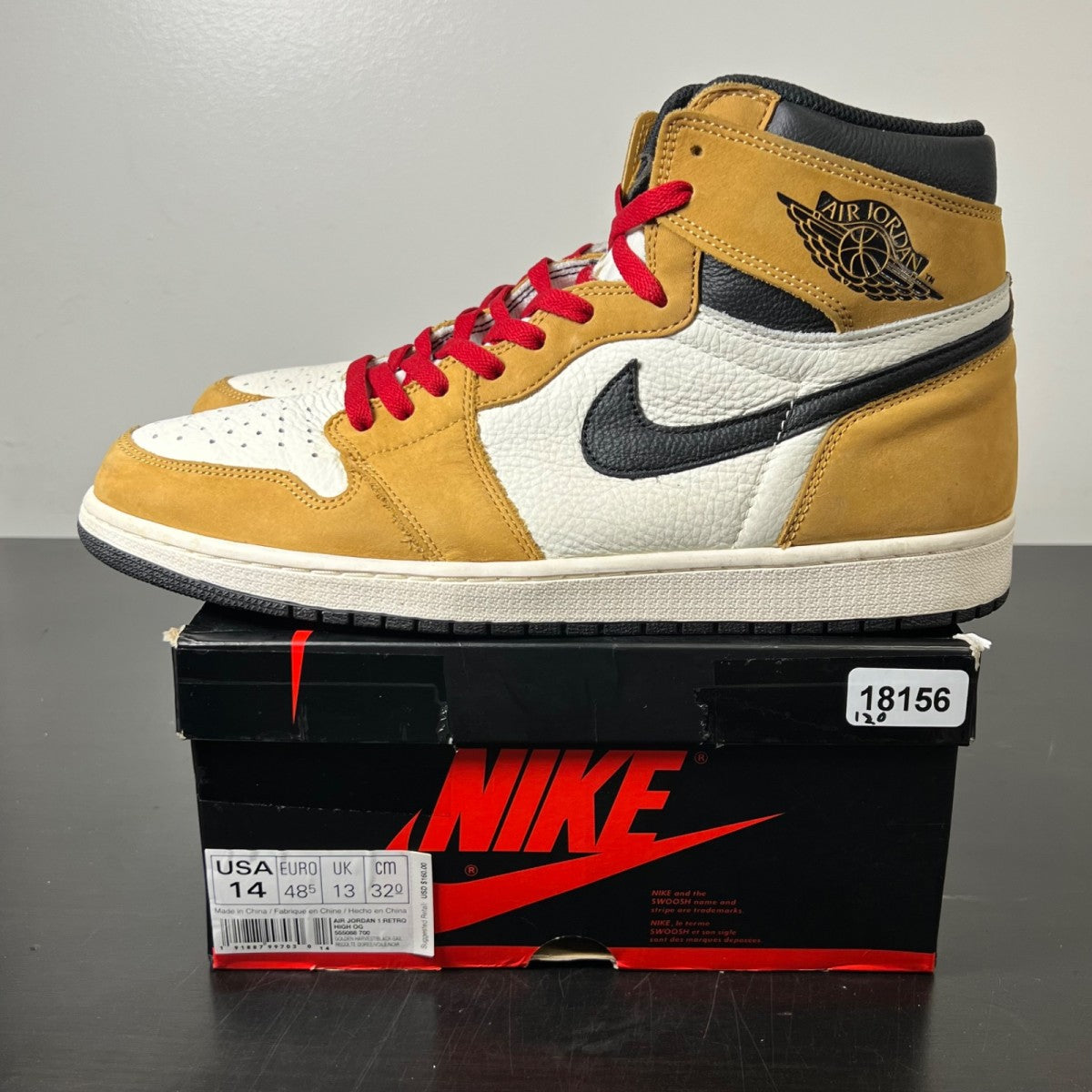 Jordan 1 Retro High Rookie of the Year 14 (Moderately Worn Pre-Owned)JordanGolden Harvest/Black-Sail - Image 3