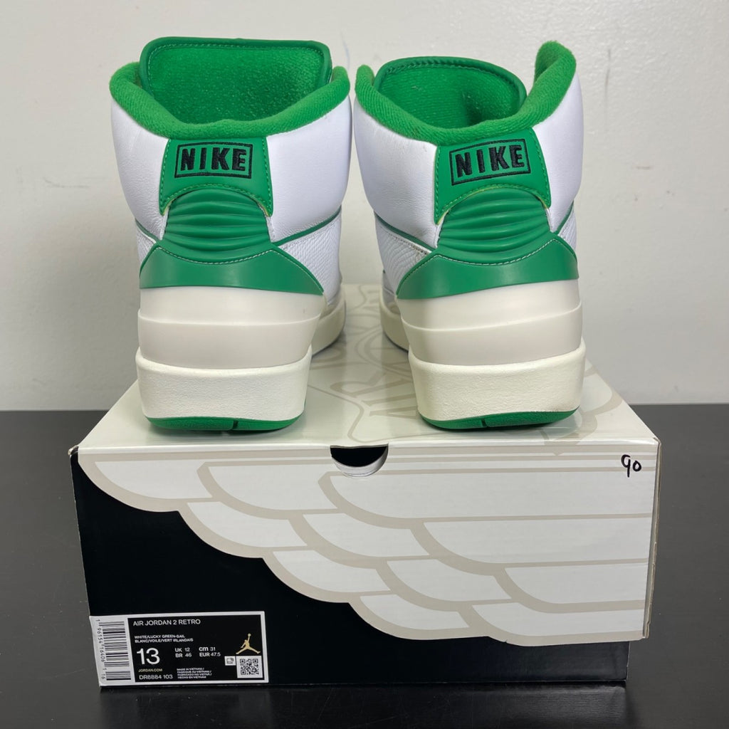 Jordan 2 Retro Lucky Green 13 (Moderately Worn Pre-Owned)JordanWhite/Lucky Green/Sail/Light Steel Grey - Image 4