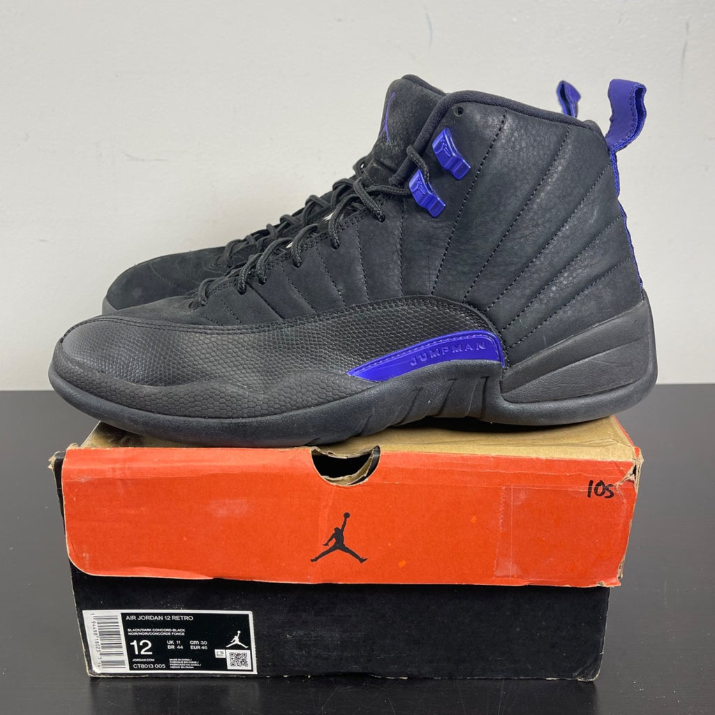 Jordan 12 Retro Black Dark Concord 12 (Moderately Worn Pre-Owned)JordanBlack/Black-Dark Concord - Image 3