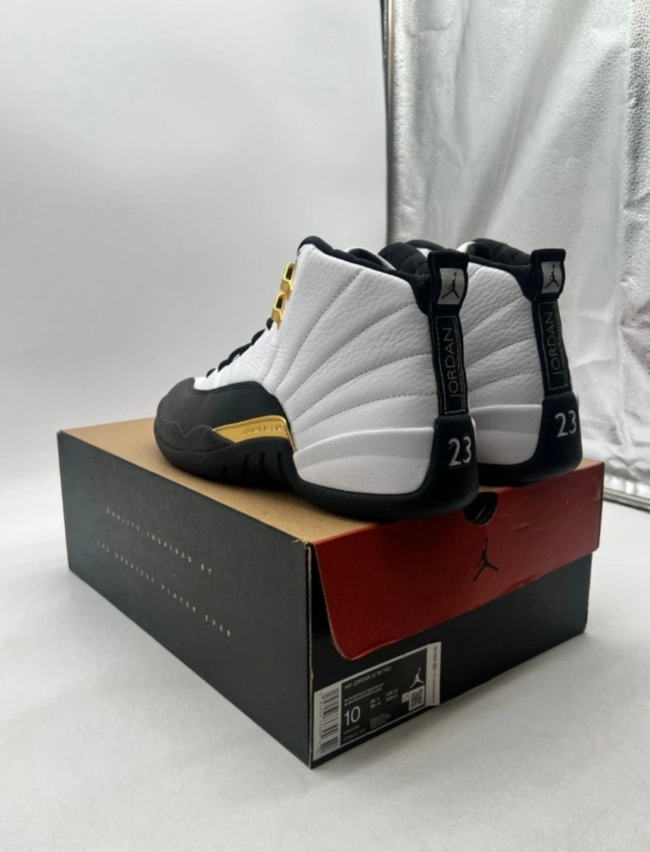 Jordan 12 Retro Royalty Taxi 10 (Lightly Worn Pre-Owned)JordanWhite/Black-Metallic Gold - Image 4