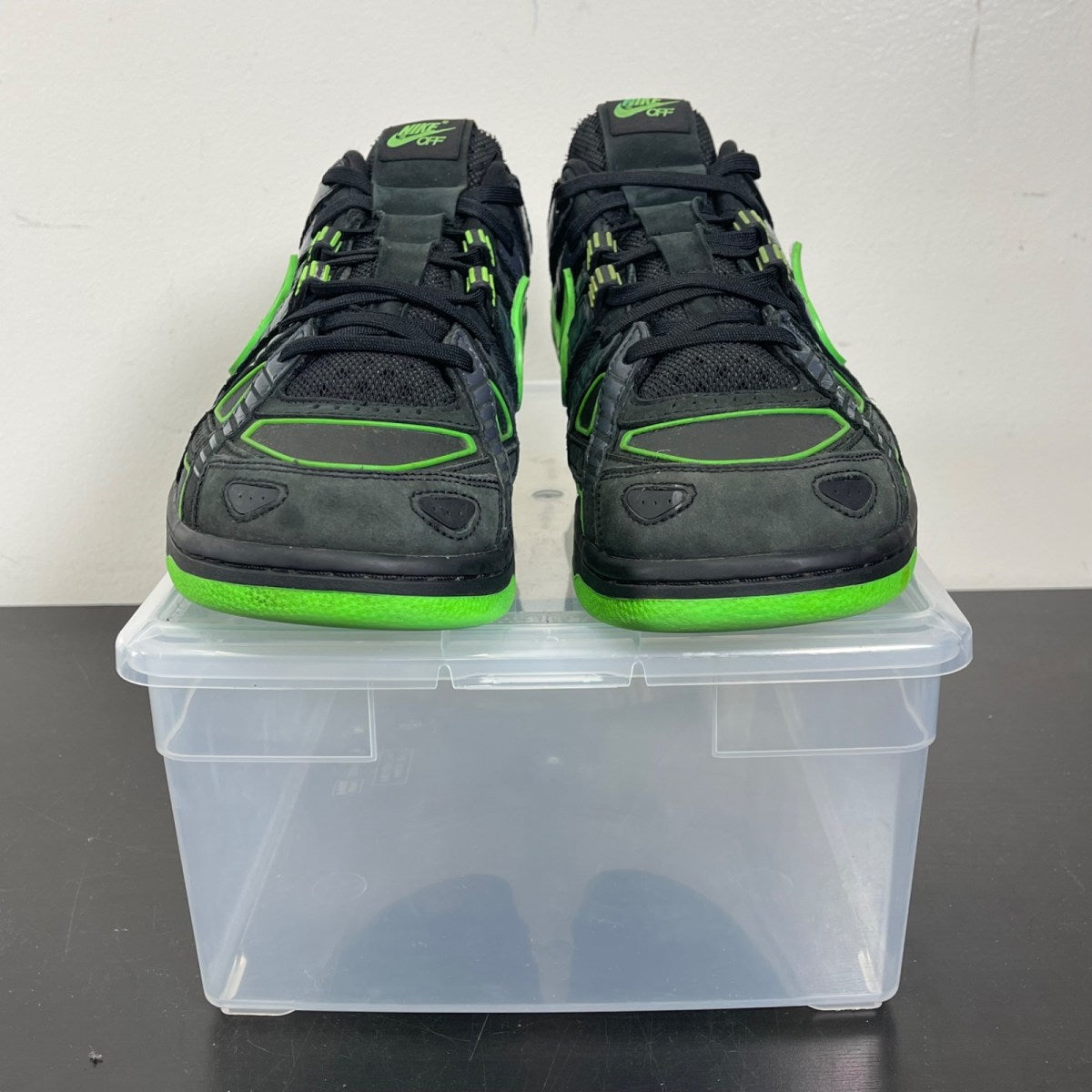 Nike Air Rubber Dunk Off-White Green Strike 12 (Moderately Worn Pre-Owned)NikeBlack/White-Green Strike - Image 2