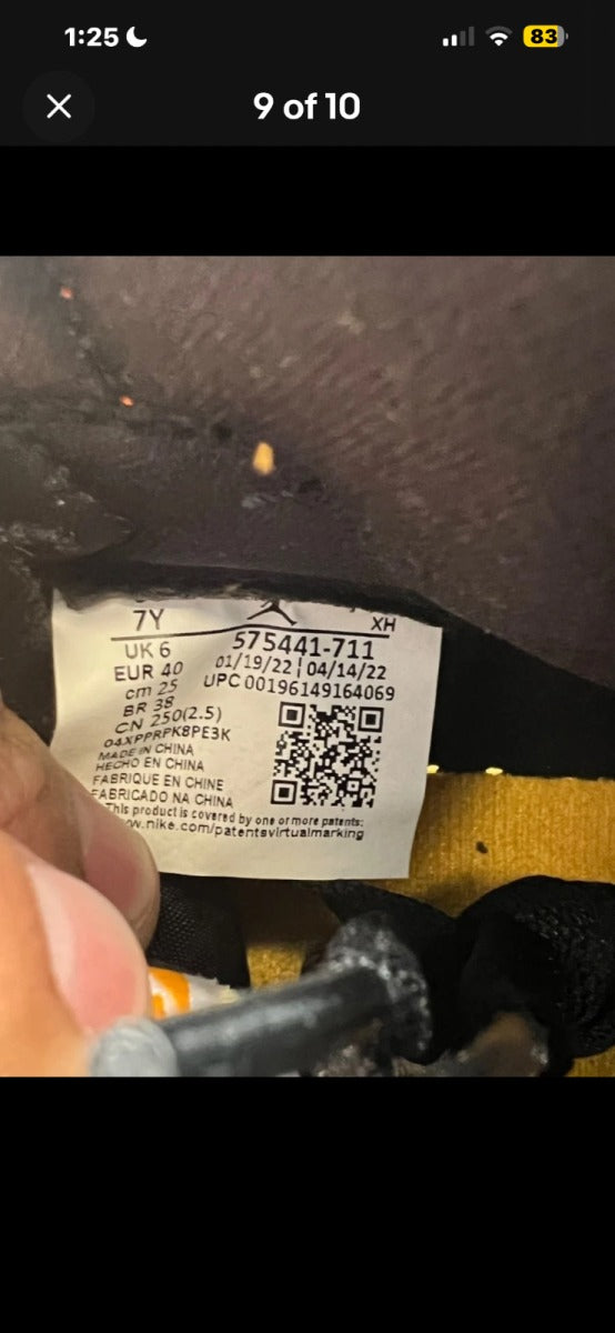 Jordan 1 Retro High OG Taxi (GS) 7Y (Lightly Worn Pre-Owned)JordanTaxi/Black-Sail - Image 9