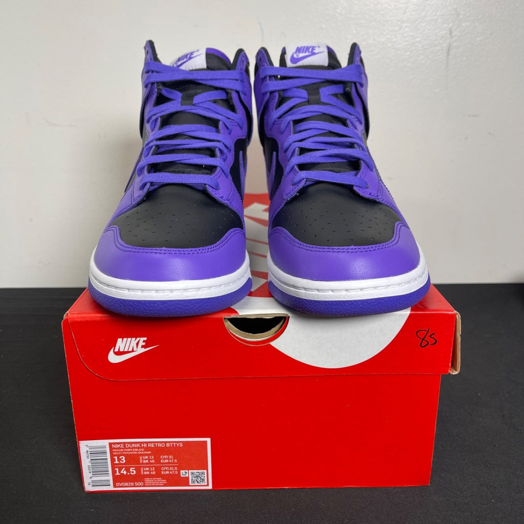 Nike Dunk High Retro BTTYS TCU 13 (Moderately Worn Pre-Owned)NikePsychic Purple/Black/Psychic Purple/White - Image 2
