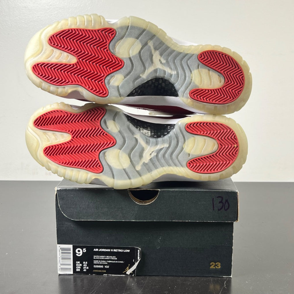 Jordan 11 Retro Low Cherry (2016) 9.5 (Lightly Worn Pre-Owned)JordanWhite/Varsity Red-Black - Image 6
