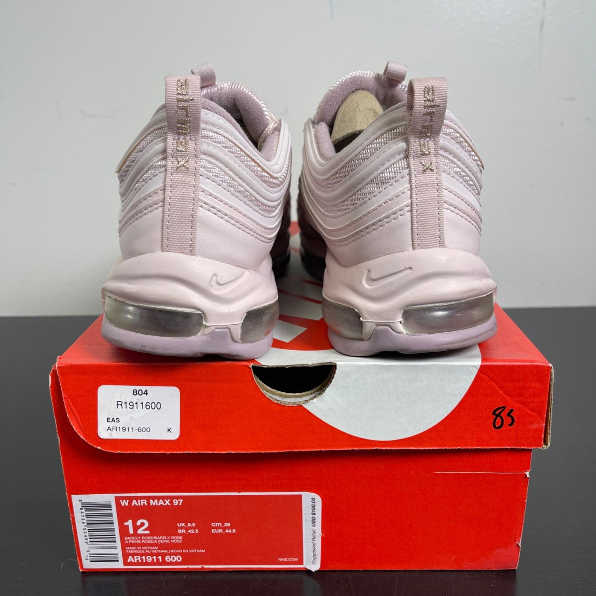 Nike Air Max 97 Barely Rose (Women's) 12W (Moderately Worn Pre-Owned)NikeBarely Rose/Barely Rose - Image 4