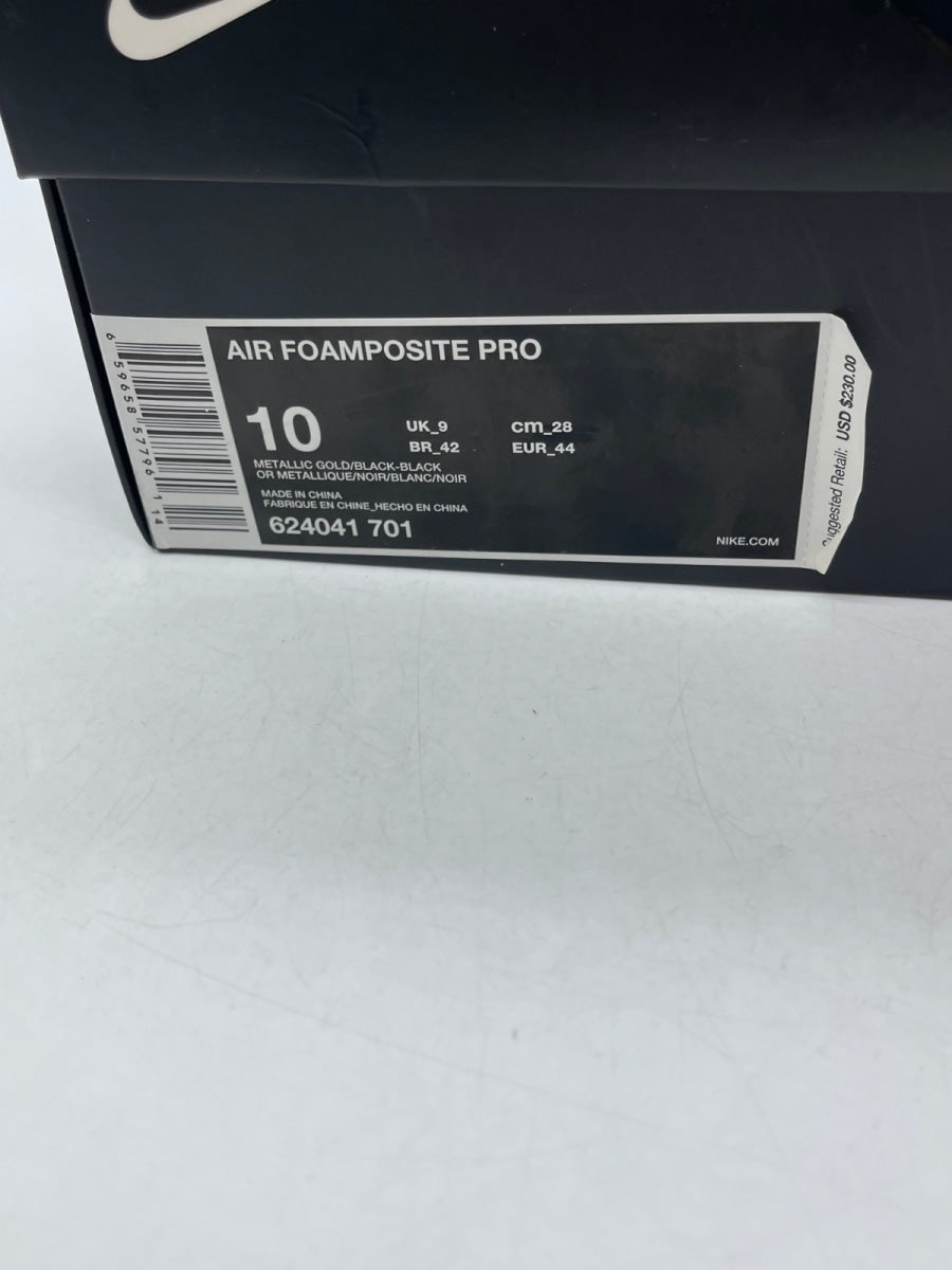 Nike Air Foamposite Pro Metallic Gold 10 (Moderately Worn Pre-Owned)NikeMetallic Gold/Black-Black-White - Image 9
