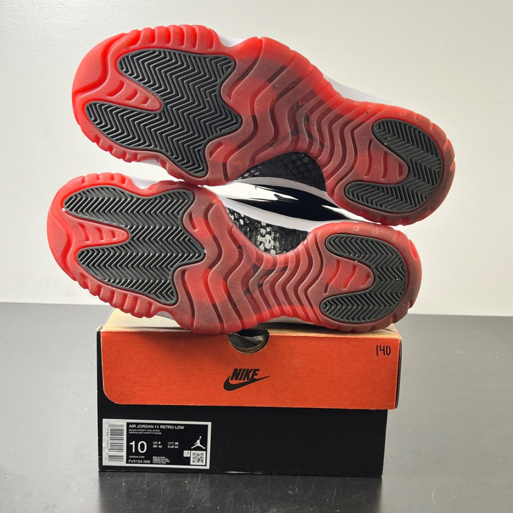 Jordan 11 Retro Low Bred (2025) 10 (Lightly Worn Pre-Owned)JordanBlack/White-Varsity Red - Image 5