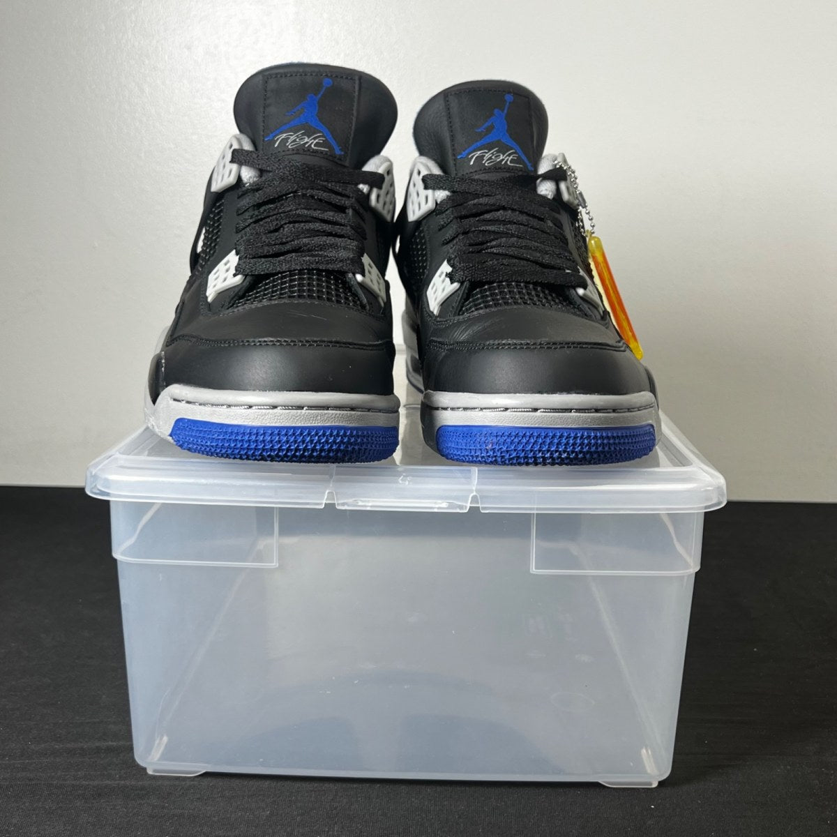 Jordan 4 Retro Motorsports Alternate 10 (New Pre-Owned)JordanBlack/Game Royal-Matte Silver-White - Image 2