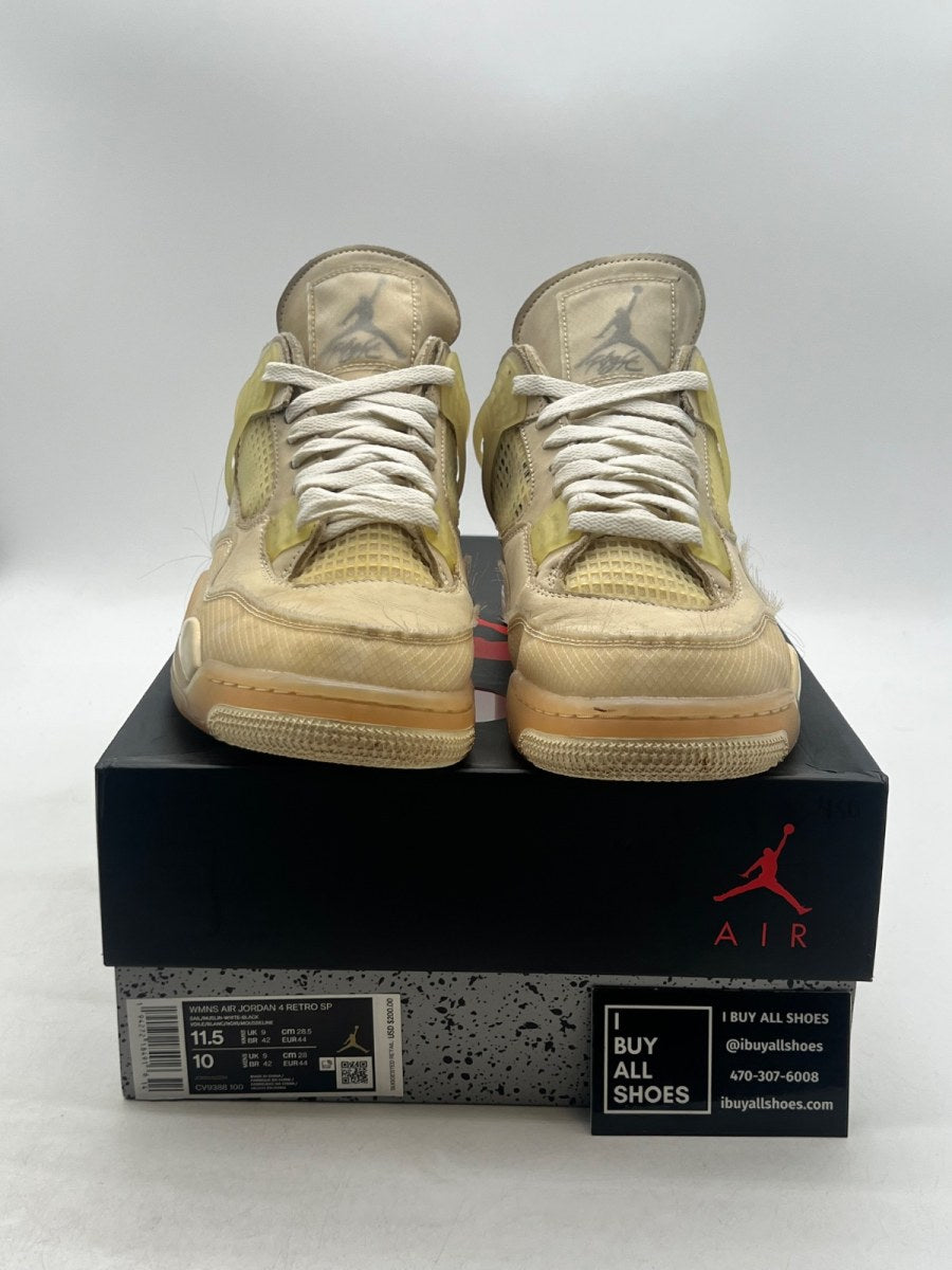 Jordan 4 Retro Off-White Sail (Women's) 11.5W (Moderately Worn Pre-Owned) - Image 2