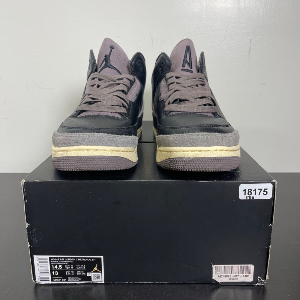 Jordan 3 Retro OG SP A Ma Maniére While You Were Sleeping (Women's) 14.5W (Moderately Worn Pre-Owned)JordanBlack/Black/Flat Pewter/Violet Ore - Image 2
