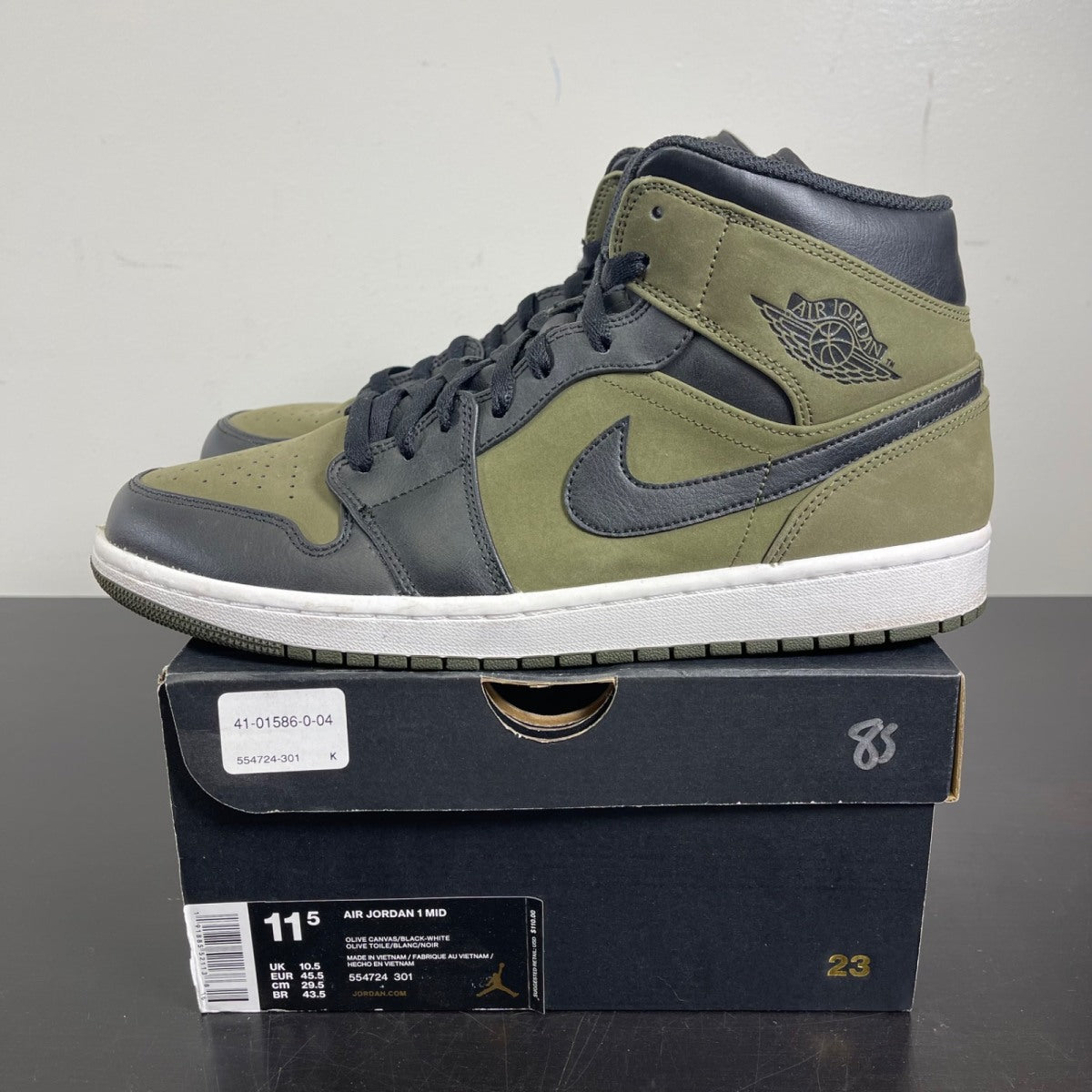Air Jordan 1 Mid 'Olive Canvas' 11.5 (Moderately Worn Pre-Owned)Air Jordan - Image 3