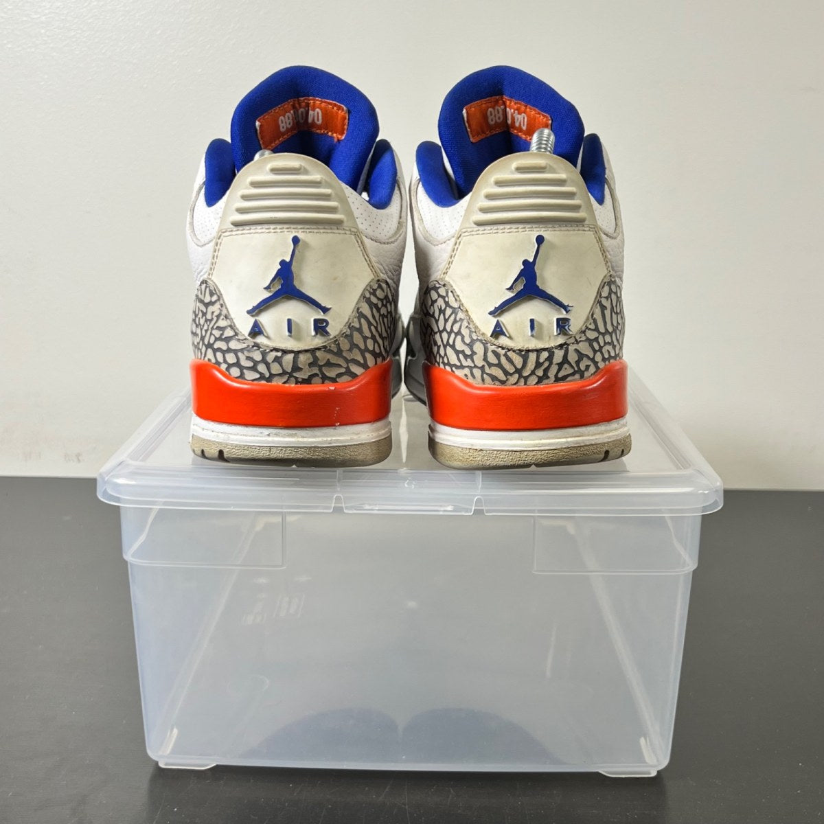 Jordan 3 Retro Knicks 8 (Heavily Worn Pre-Owned)JordanWhite/Old Royal-University Orange-Tech Grey - Image 6