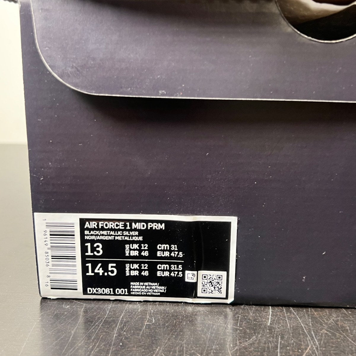 Nike Air Force 1 Mid PRM Black Metallic Silver 13 (Lightly Worn Pre-Owned)Nike - Image 4