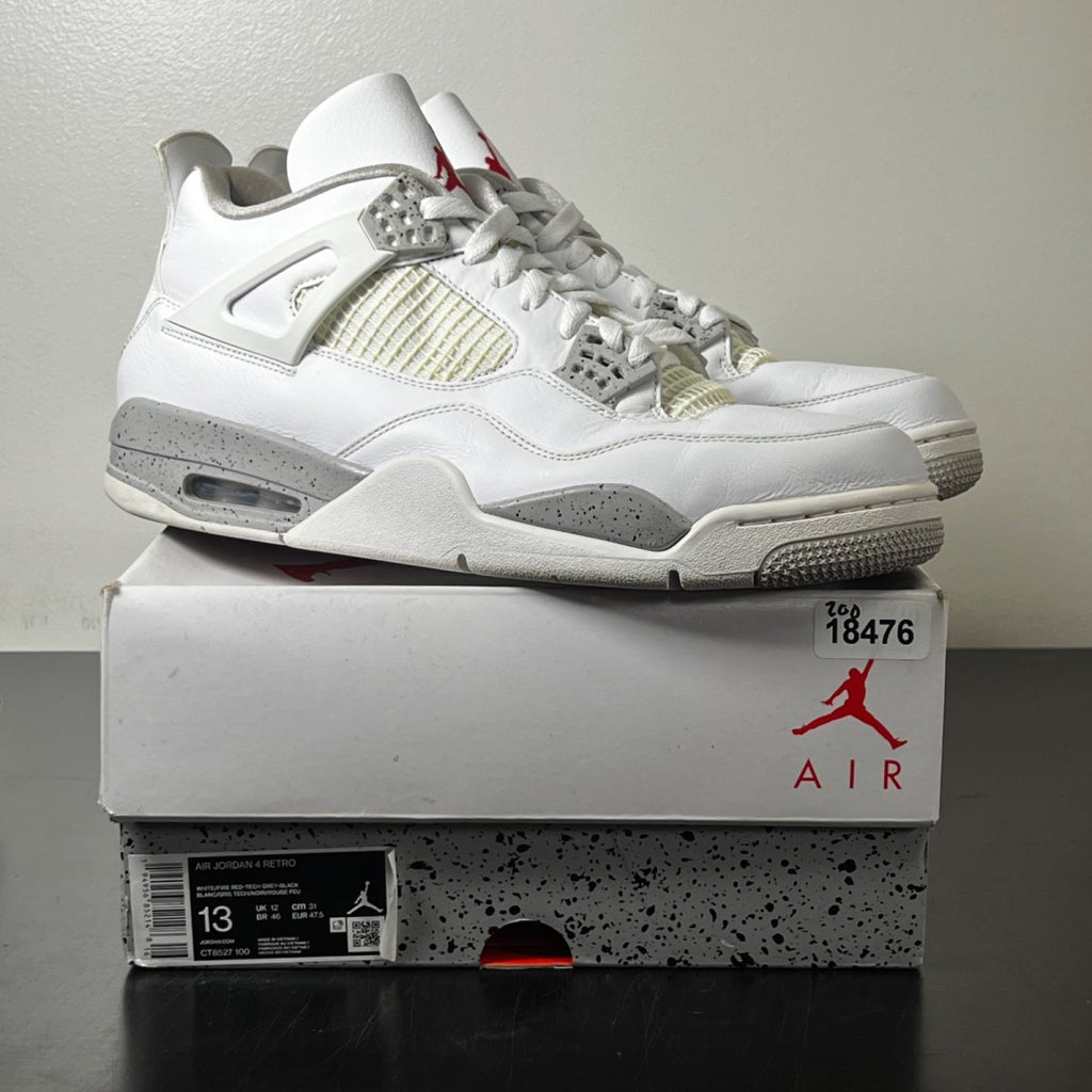 Jordan 4 Retro White Oreo (2021) 13 (Moderately Worn Pre-Owned)JordanWhite/Tech Grey-Black-Fire Red - Image 1