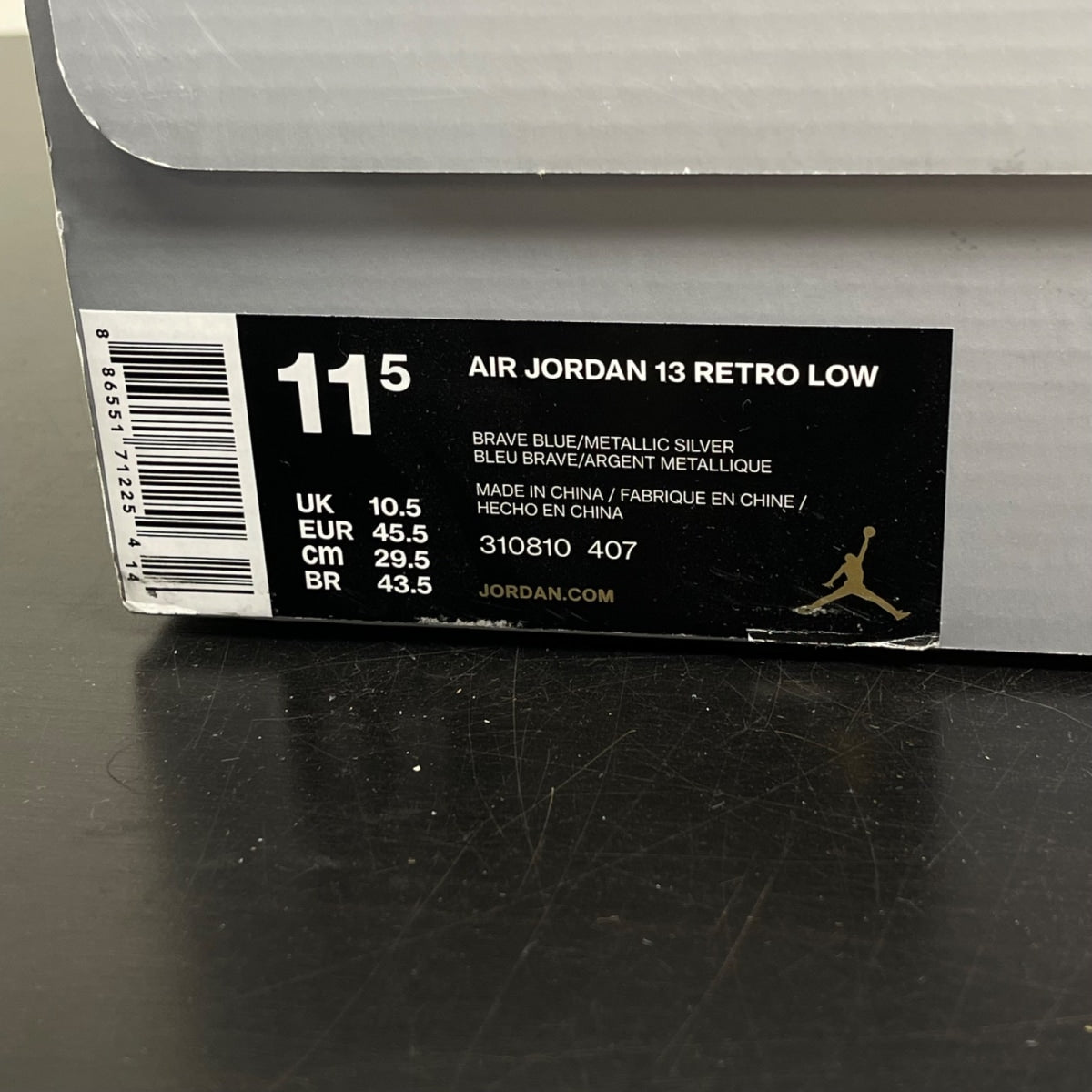 Jordan 13 Retro Low Brave Blue 11.5 (Moderately Worn Pre-Owned)JordanBrave Blue/Metallic Silver-Black - Image 7