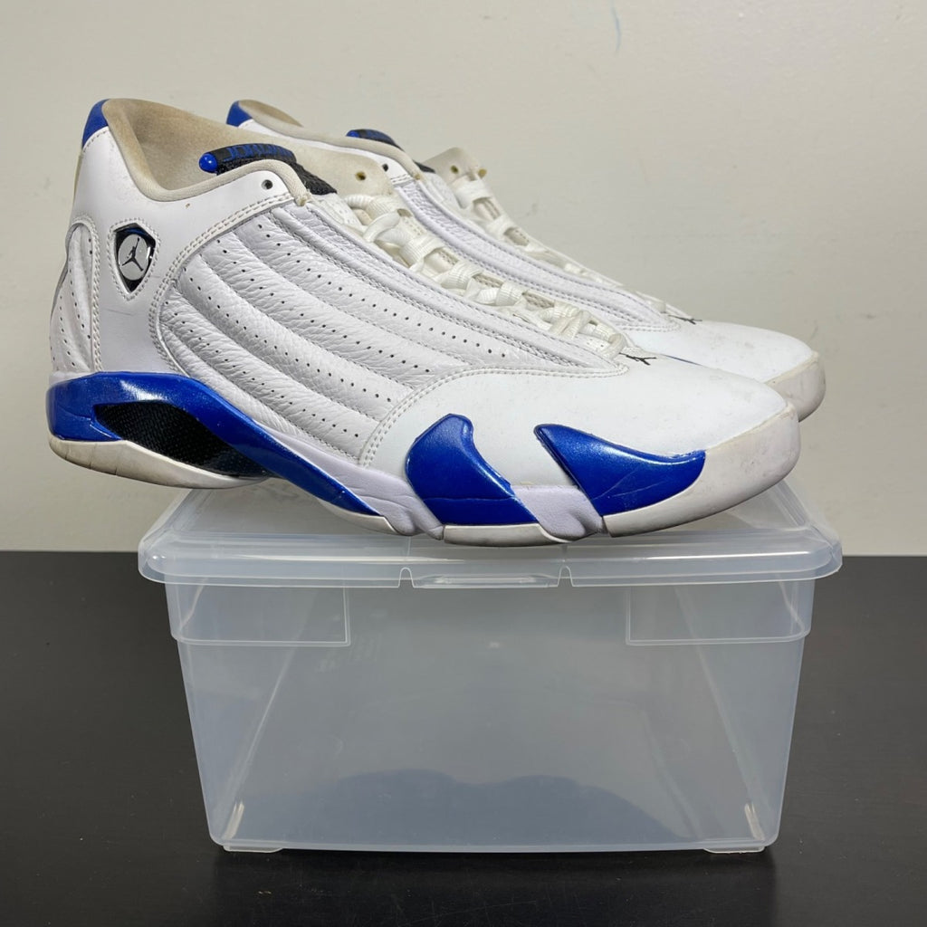 Jordan 14 Retro White Hyper Royal 11 (Moderately Worn Pre-Owned)JordanWhite/Black-Hyper Royal - Image 1